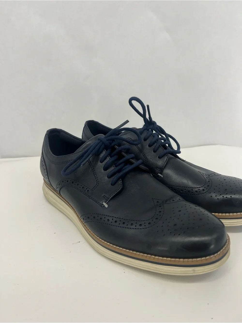 Cole Haan Men's Navy Leather Wingtip Oxfords